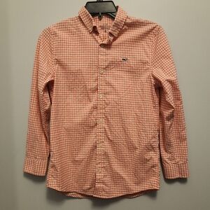 Boys Vineyard Vines Performance Salmon Gingham Shirt Size M (12-14)